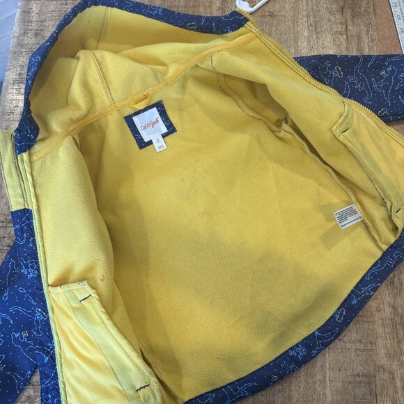 Cat & Jack 4t Dinosaur Jacket With Hood Blue Raincoat Stars Lined Coat Fall - Picture 7 of 10